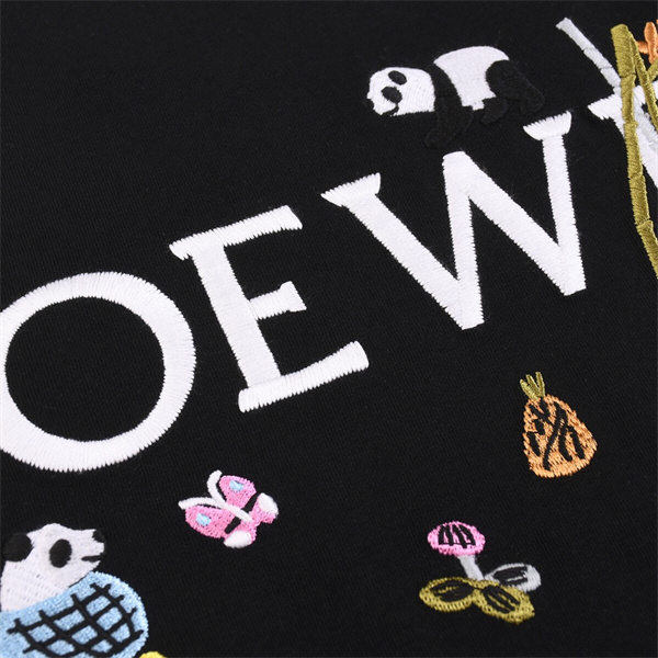 Suna Fujita×ロエベ スーパーコピー Tシャツ パンダ 刺繍 ロゴ コラボ 純綿素材 2色 LOEWE