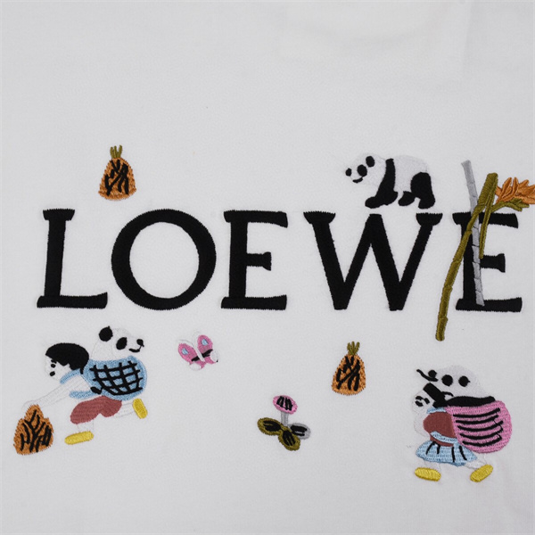 Suna Fujita×ロエベ スーパーコピー Tシャツ パンダ 刺繍 ロゴ コラボ 純綿素材 2色 LOEWE