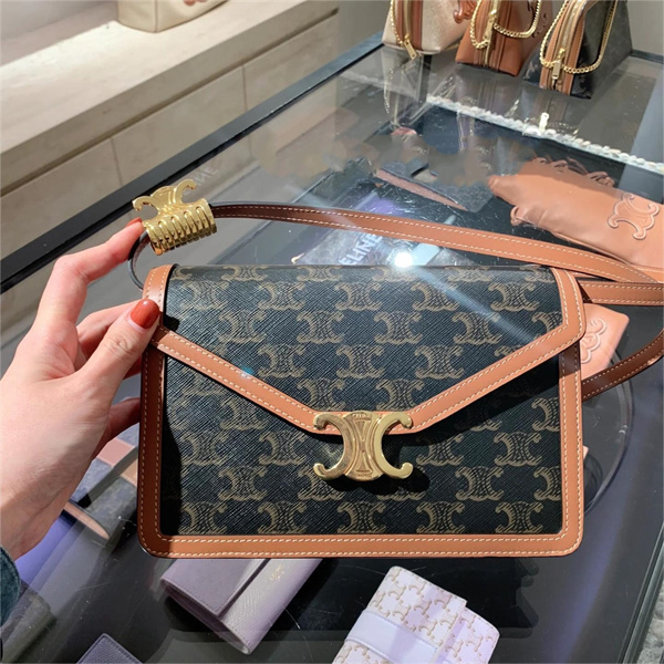 CELINE コピー ショルダーバッグ トリオンフキャンバス カーフスキン レザー セリーヌ