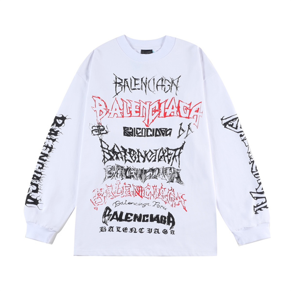 BALENCIAGA スーパーコピー 長袖Ｔシャツ DIY Metal 落書き ロゴ プリント柄 クルーネック バレンシアガ 