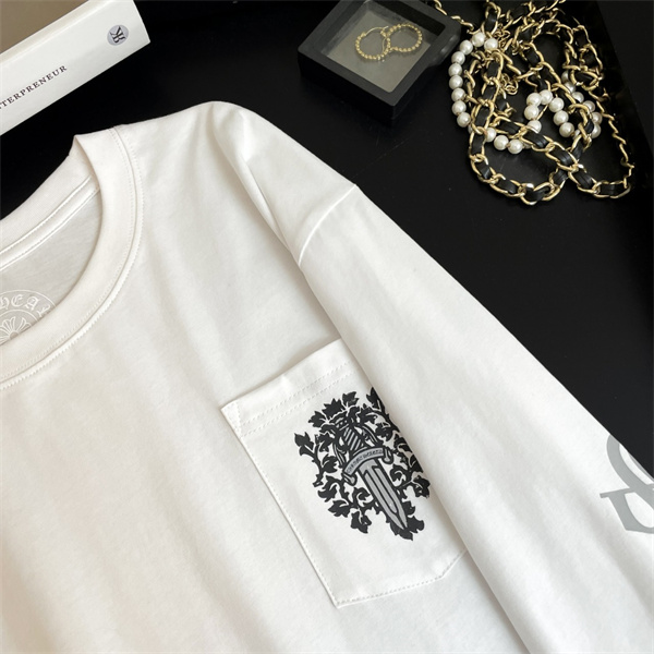 クロムハーツ コピー 長袖Tシャツ ダガー プリント ネック ロゴ Dagger ユニセックス CHROME HEARTS