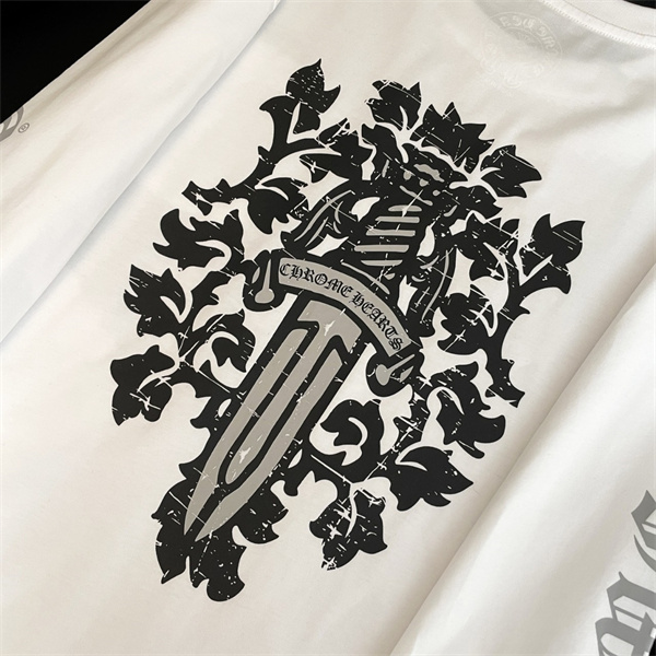 クロムハーツ コピー 長袖Tシャツ ダガー プリント ネック ロゴ Dagger ユニセックス CHROME HEARTS