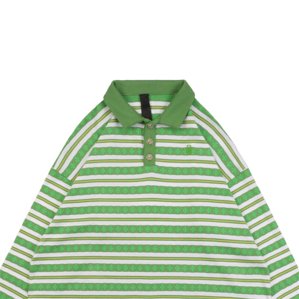 人気おすすめ CHROME HEARTS コピー 長袖Tシャツ 激安 ボーダー柄 花 グリーン クロス ロゴ クロムハーツ