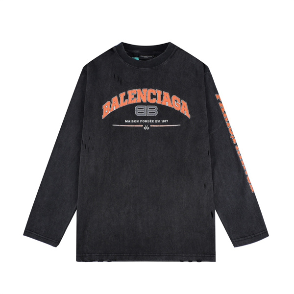 BALENCIAGA スーパーコピー 長袖Ｔシャツ Maison クラッシュ加工 オーバーサイズ バレンシアガ