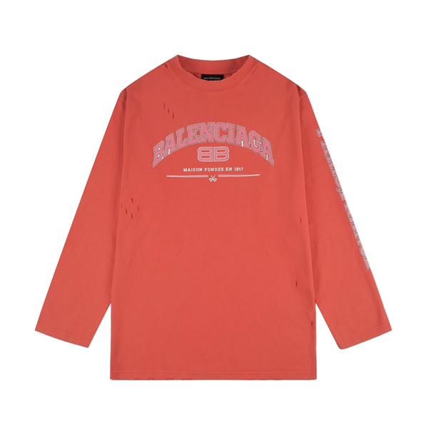 BALENCIAGA スーパーコピー 長袖Ｔシャツ Maison クラッシュ加工 オーバーサイズ バレンシアガ