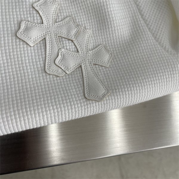 CHROME HEARTS スーパー コピー 長袖Tシャツ ワッフル生地 クロス レザー ロゴ クロムハーツ