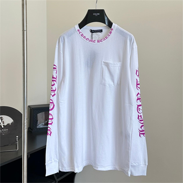 CHROME HEARTS コピー 長袖Tシャツ オールドイング リッシュネック ロゴ ユニセックス クロムハーツ
