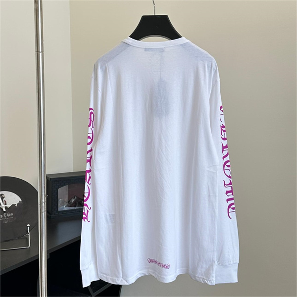 CHROME HEARTS コピー 長袖Tシャツ オールドイング リッシュネック ロゴ ユニセックス クロムハーツ