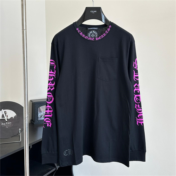 CHROME HEARTS コピー 長袖Tシャツ オールドイング リッシュネック ロゴ ユニセックス クロムハーツ