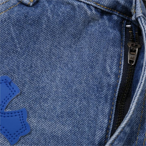 定番 クロムハーツ コピー ジーンズ クロス ロゴ レザー 貼り付け 落書き レトロ CHROME HEARTS