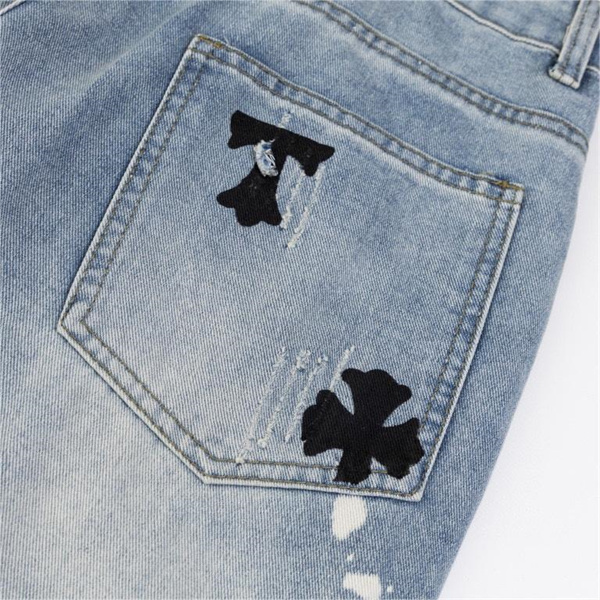 高級感 CHROME HEARTS コピー ジーンズ ロゴ プリント柄 ダメージデザイン カッコイイ クロムハーツ
