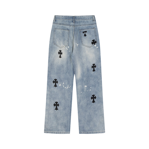高級感 CHROME HEARTS コピー ジーンズ ロゴ プリント柄 ダメージデザイン カッコイイ クロムハーツ