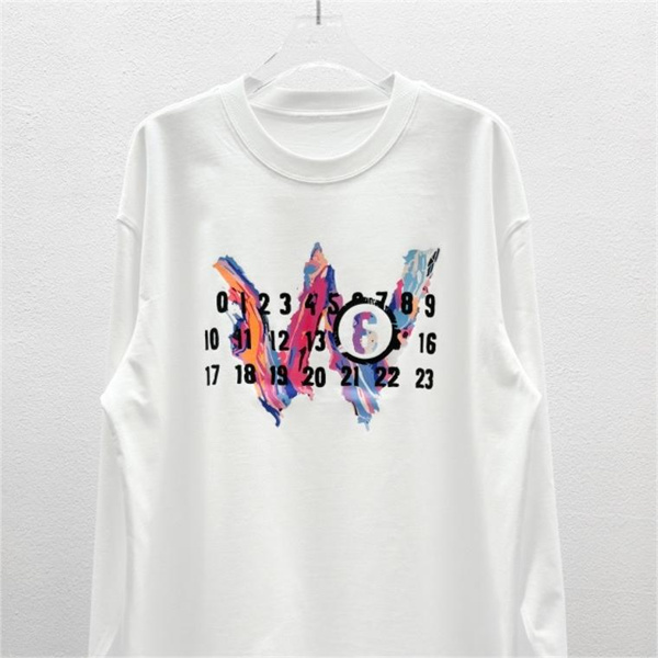 Maison Margiela コピー 長袖Ｔシャツ クルーネック 長袖 プリント柄 純綿 メゾン マルジェラ