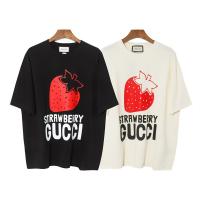 GUCC1 スーパーコピー Tシャツ STRAWBERRY イチゴ ロゴ プリント 純綿素材 2色