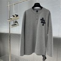 CHROME HEARTS スーパー コピー 長袖Tシャツ ワッフル生地 クロス レザー ロゴ クロムハーツ