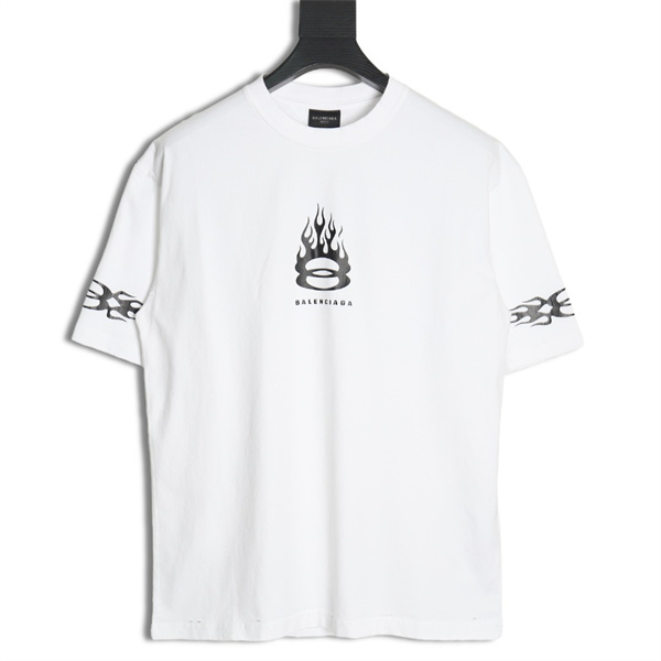 BALENCIAGA スーパーコピー Ｔシャツ ロゴ プリント ジャージー素材 ユニセックス クルーネック バレンシアガ