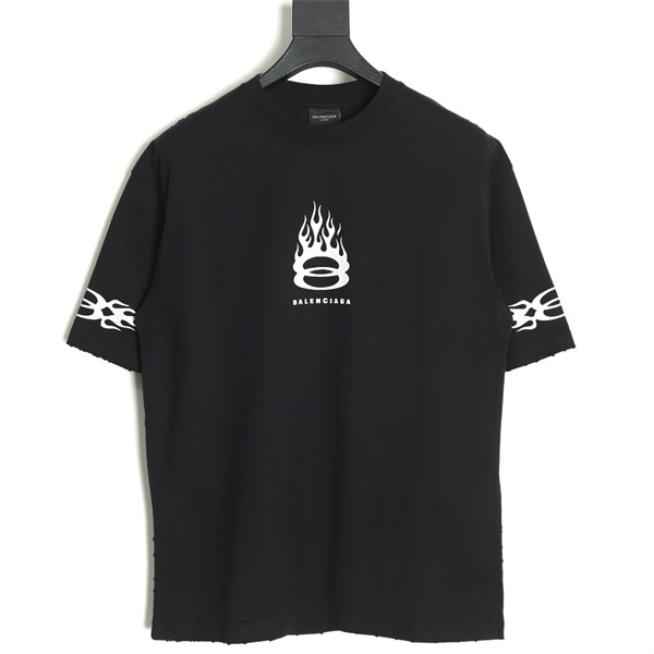 BALENCIAGA スーパーコピー Ｔシャツ ロゴ プリント ジャージー素材 ユニセックス クルーネック バレンシアガ