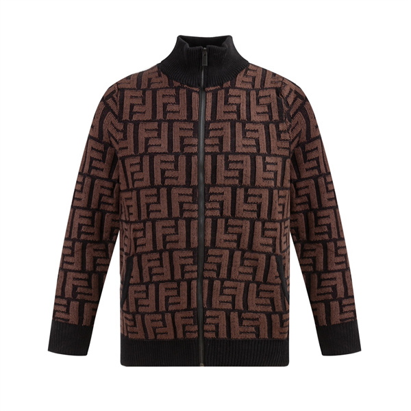 フェンディ 偽物 ジャケット Fabric FF ロゴ モチーフ ウール ニット ジャカード FENDI