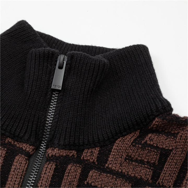 フェンディ 偽物 ジャケット Fabric FF ロゴ モチーフ ウール ニット ジャカード FENDI