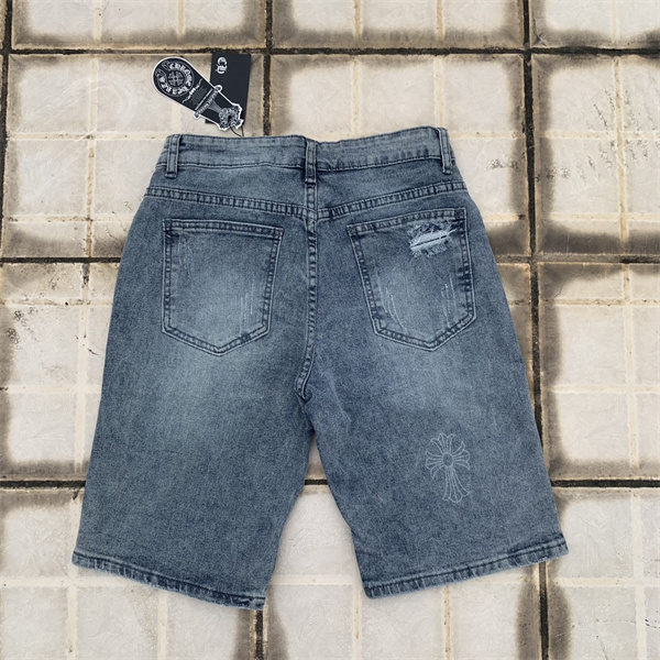 CHROME HEARTS コピー デニムハーフパンツ レトロ クロスロゴ レザー 弾力性 ユニセックス ゆったり クロムハーツ