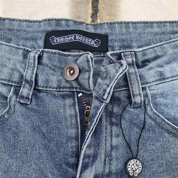 CHROME HEARTS コピー デニムハーフパンツ レトロ クロスロゴ レザー 弾力性 ユニセックス ゆったり クロムハーツ