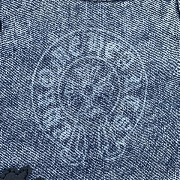 CHROME HEARTS コピー デニムハーフパンツ レトロ クロスロゴ レザー 弾力性 ユニセックス ゆったり クロムハーツ