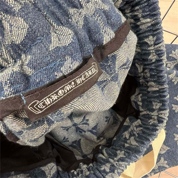 CHROME HEARTS コピー デニムハーフパンツ クロス モノグラム ロゴ ゆったり クロムハーツ