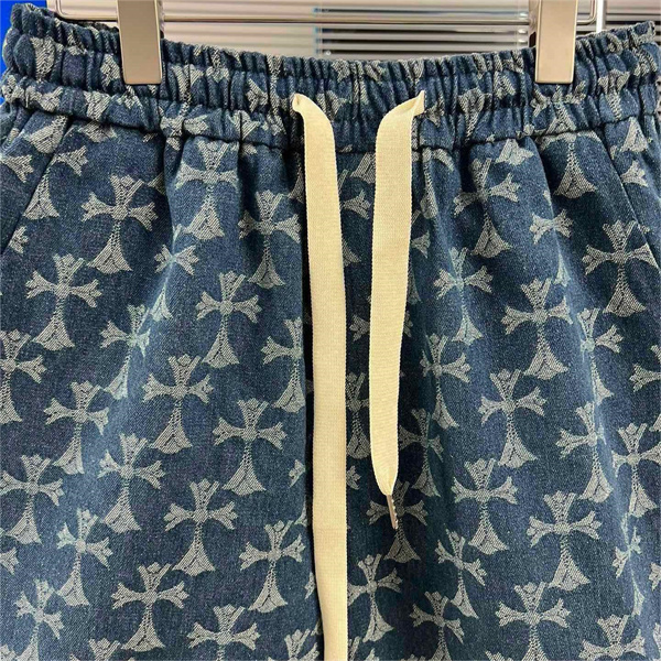 CHROME HEARTS コピー デニムハーフパンツ クロス モノグラム ロゴ ゆったり クロムハーツ