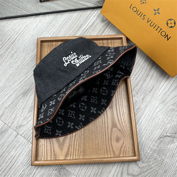 LOUIS VUITTON スーパーコピー バケットハット デニム パッチワーク 刺繍 ロゴ ルイヴィトン