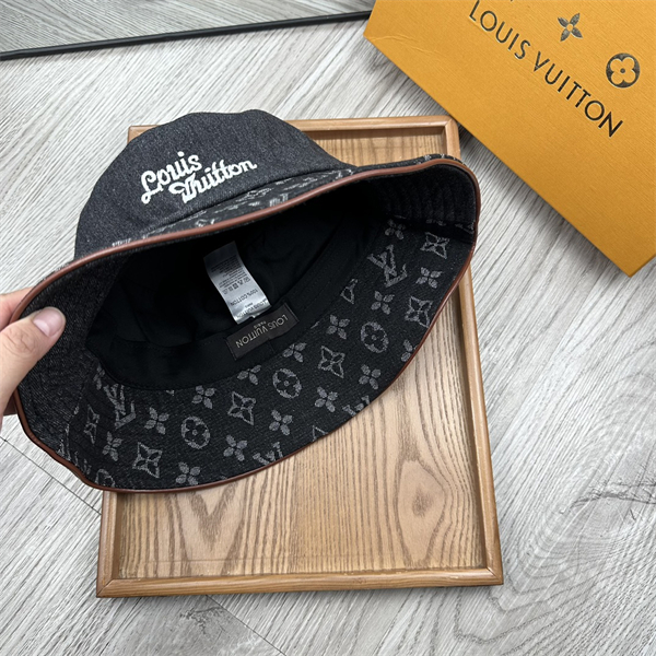 LOUIS VUITTON スーパーコピー バケットハット デニム パッチワーク 刺繍 ロゴ ルイヴィトン