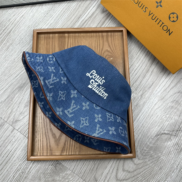 LOUIS VUITTON スーパーコピー バケットハット デニム パッチワーク 刺繍 ロゴ ルイヴィトン