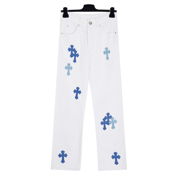 CHROME HEARTS コピー ジーンズ 限定版 レザーロゴ クロス 貼り付け 2色 クロムハーツ