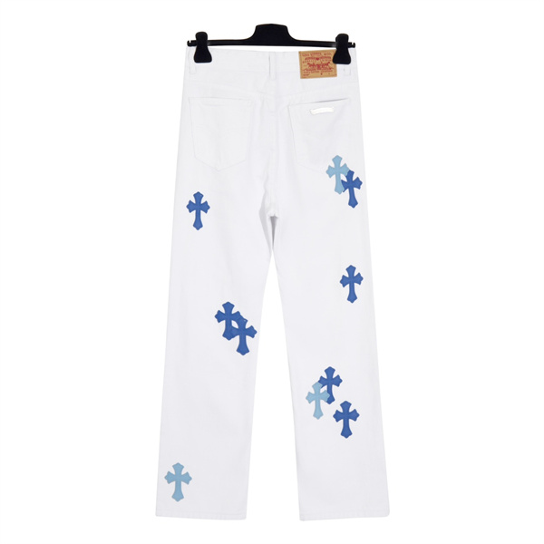 CHROME HEARTS コピー ジーンズ 限定版 レザーロゴ クロス 貼り付け 2色 クロムハーツ