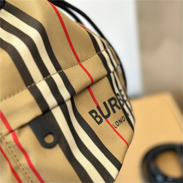 BURBERRY スーパーコピー バケットバッグ ナイロン ドローコード ポーチ チェック柄 ナイロン バーバリー