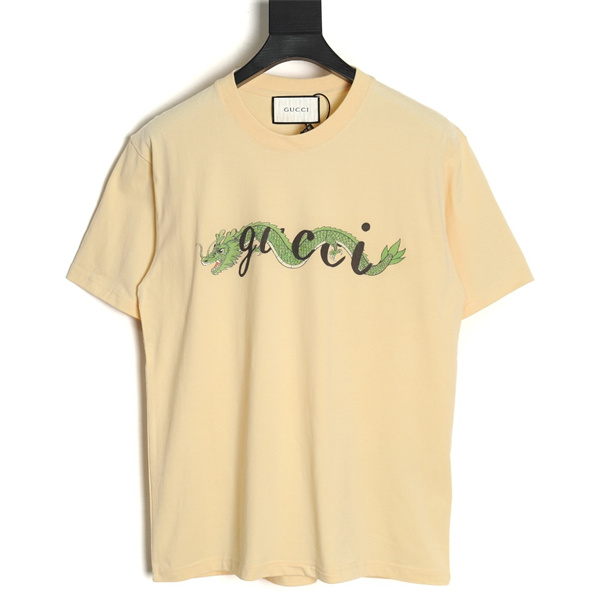 GUCCI スーパーコピー Tシャツ 龍 ロゴ プリント ゆったり デザイン 限定 グッチ ユニセックス 