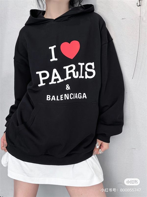 BALENCIAGA スーパーコピー パーカー I LOVE PARIS ロゴ プリント ストリートカジュアル おしゃれ 防寒