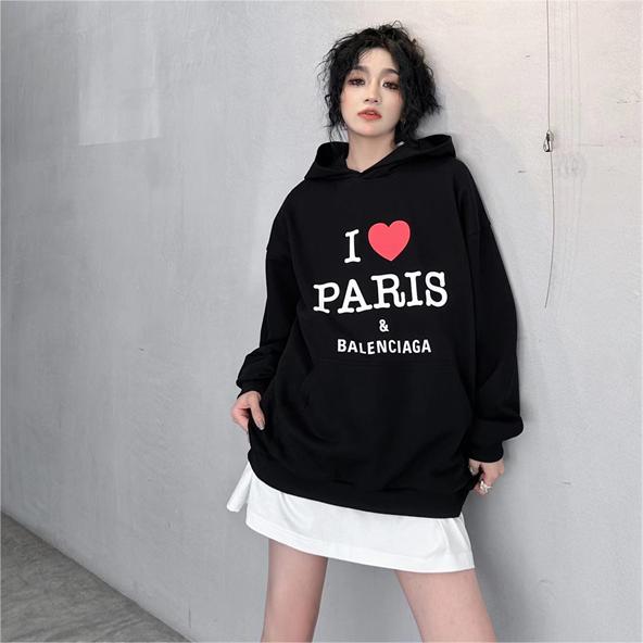 BALENCIAGA スーパーコピー パーカー I LOVE PARIS ロゴ プリント ストリートカジュアル おしゃれ 防寒