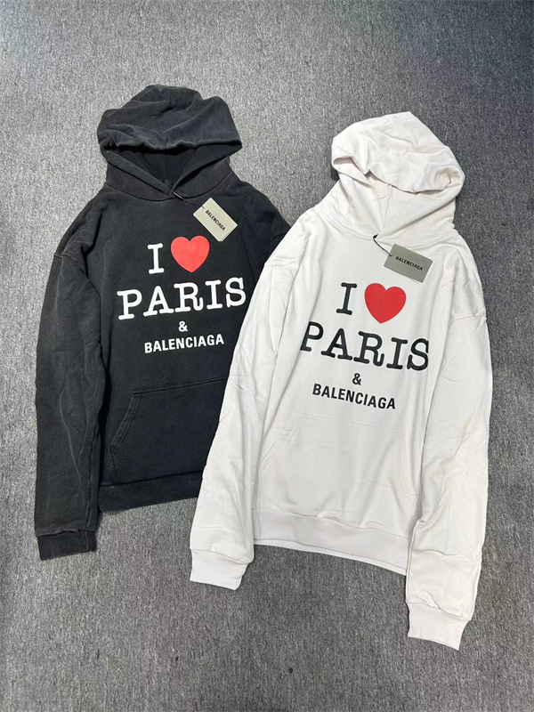 BALENCIAGA スーパーコピー パーカー I LOVE PARIS ロゴ プリント ストリートカジュアル おしゃれ 防寒