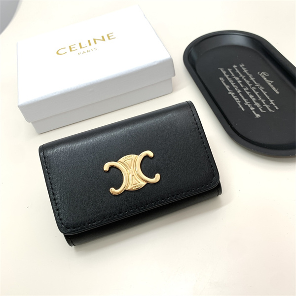 セリーヌ 偽物 財布 TRIOMPHE キャンバス 小牛革 金具 カードケース 4つのカードスロット 機能性抜群 CELINE 