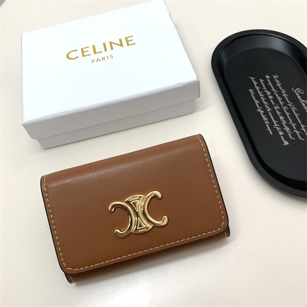 セリーヌ 偽物 財布 TRIOMPHE キャンバス 小牛革 金具 カードケース 4つのカードスロット 機能性抜群 CELINE 