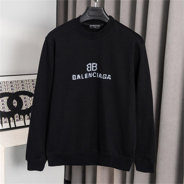 バレンシアガ スーパーコピー トレーナー ブラック ロゴ プリント 快適 フィット モザイク BALENCIAGA