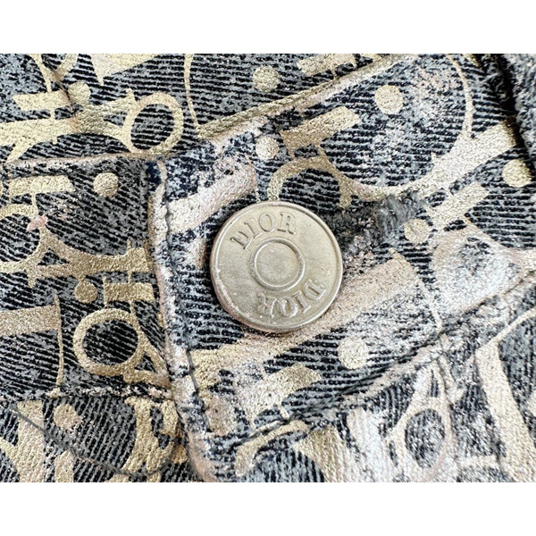 DIOR スーパーコピー ジーンズ グレー ゴールド コットン デニム リラックス Oblique モチーフ ディオール