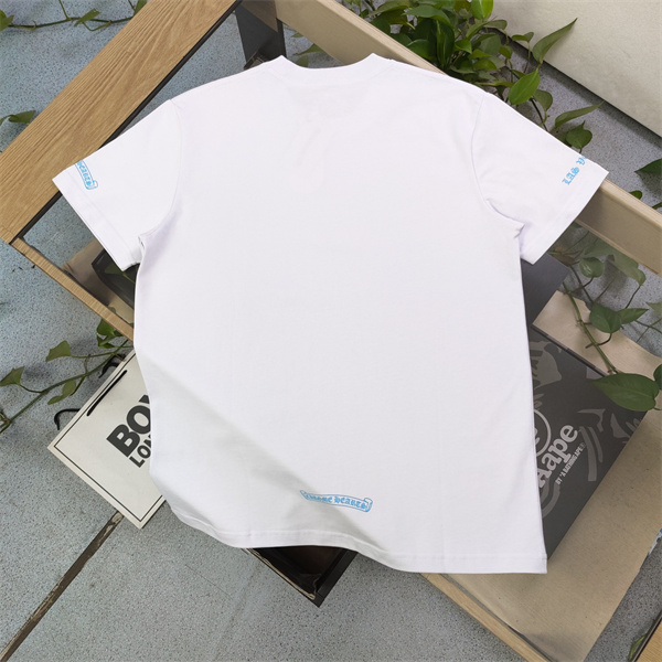 クロムハーツ コピー Tシャツ 限定 ブルー×ホワイト サイコロ柄 梵字 ロゴ ゆったり CHROME HEARTS