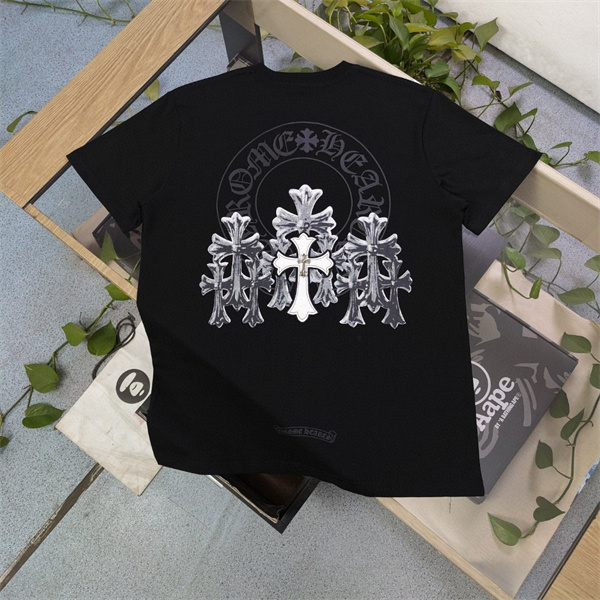 クロムハーツ コピー Tシャツ クロス ロゴ 貼り付け 綿 カジュアル ユニセックス CHROME HEARTS