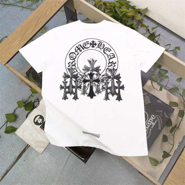 クロムハーツ コピー Tシャツ クロス ロゴ 貼り付け 綿 カジュアル ユニセックス CHROME HEARTS