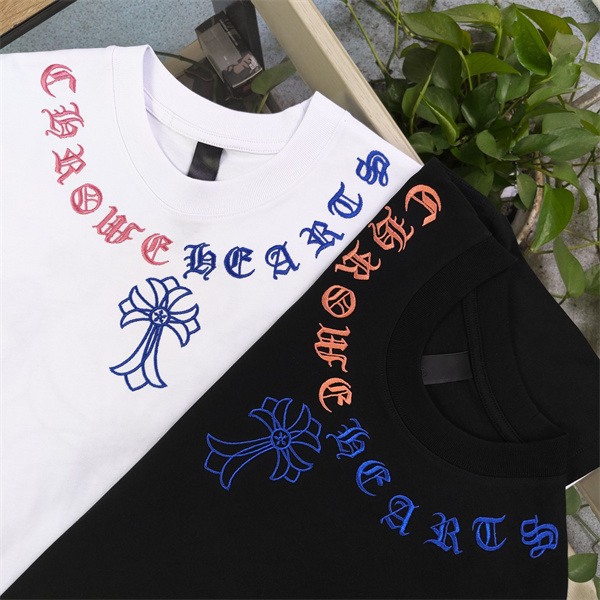 CHROME HEARTS コピー Tシャツ 刺繍 ロゴ カジュアル 男女兼用 人気 コットン オシャレ トレンド クロムハーツ