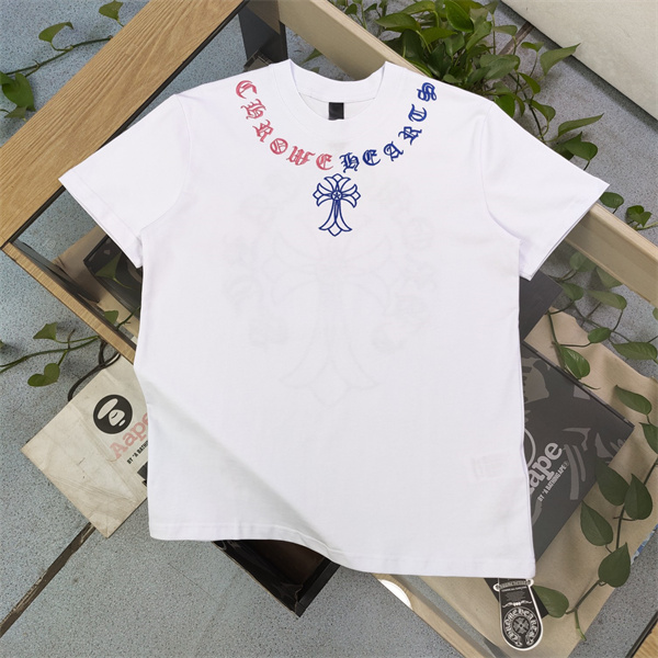CHROME HEARTS コピー Tシャツ 刺繍 ロゴ カジュアル 男女兼用 人気 コットン オシャレ トレンド クロムハーツ