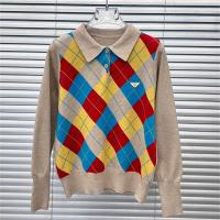 プラダ スーパーコピー セーター 注目 アーガイル ロゴ ニット ワンサイズ レディース ポロ 魅力感 PRADA
