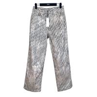 DIOR スーパーコピー ジーンズ グレー ゴールド コットン デニム リラックス Oblique モチーフ ディオール