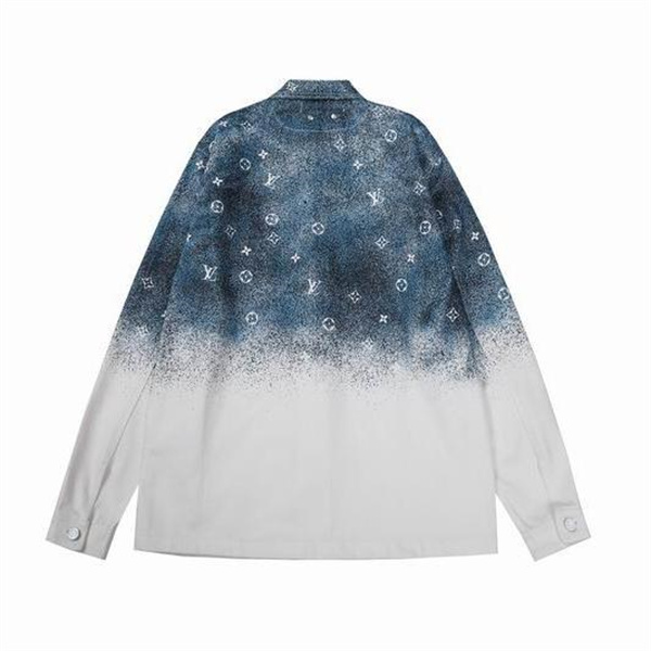 LOUIS VUITTON スーパーコピー デニムシャツ グラデーション デザイン モノグラム ロゴ ルイヴィトン